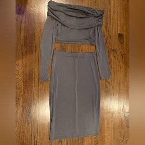 Shirt and skirt set.